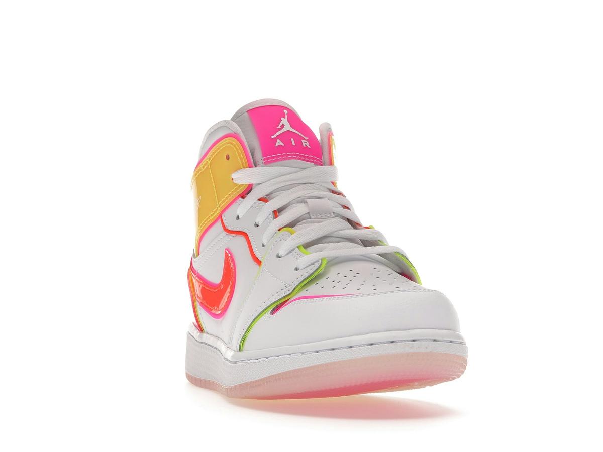 Air Jordan 1 Mid Edge Glow GS White Hyper Crimson Pink Blast CV4611-100 - savito