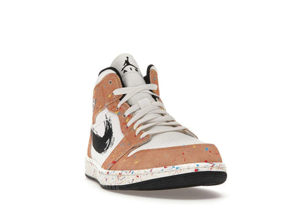 Jordan 1 Mid SE Brushstroke DA8005-100 SAIL/BLACK-CIDER-CHILE RED - savito
