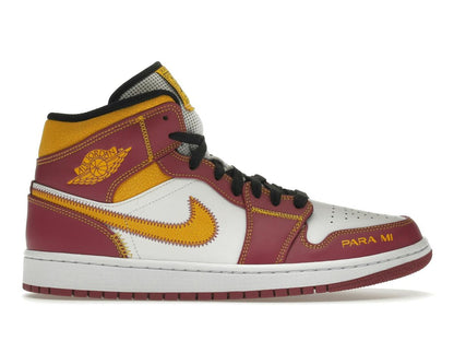 Air Jordan 1 Mid Dia de los Muertos DC0350-100 White Fuchsia - savito