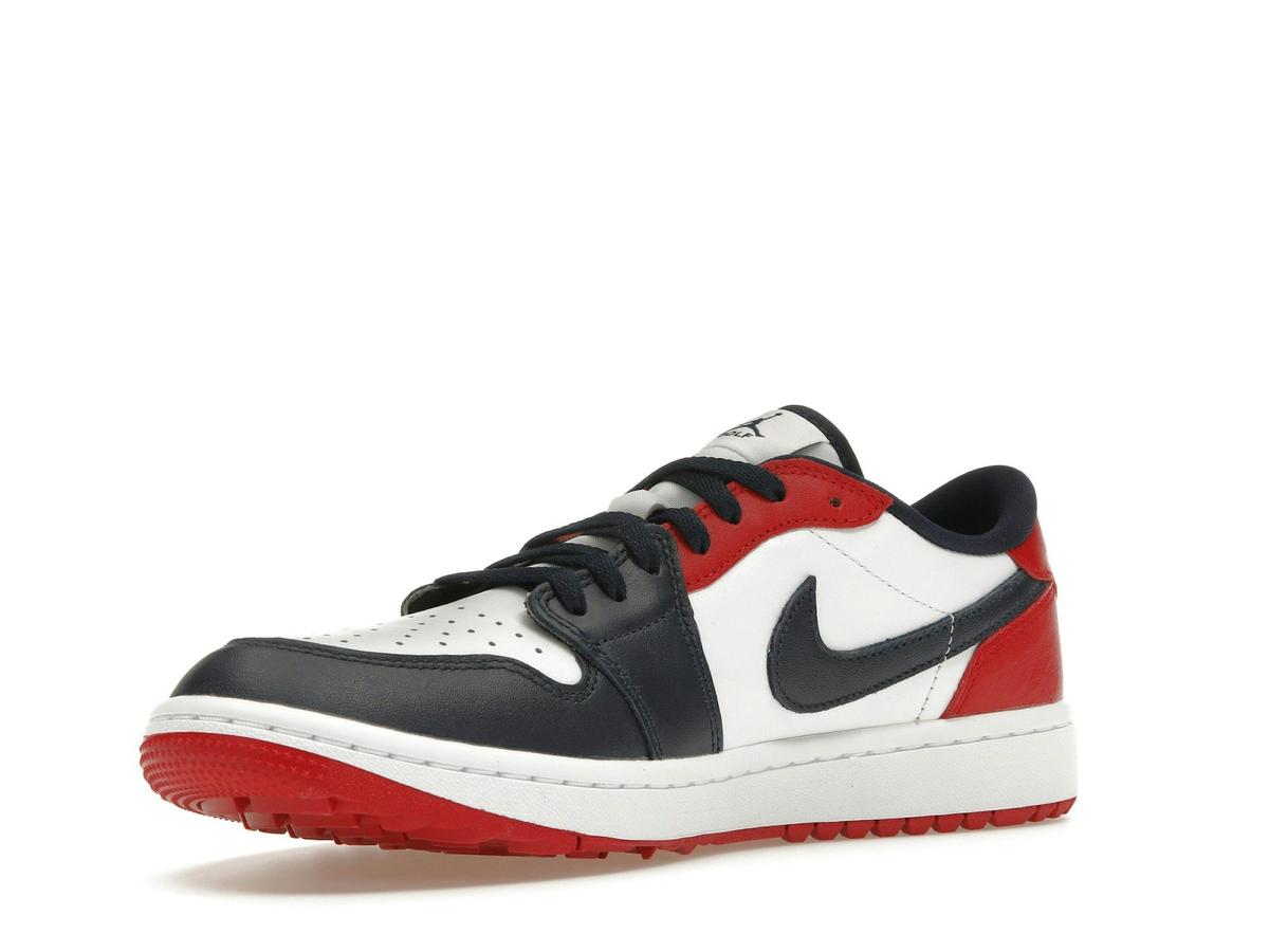 Jordan 1 Retro Low Golf USA Cleats White Obsidian Varsity Red DD9315-113 - savito