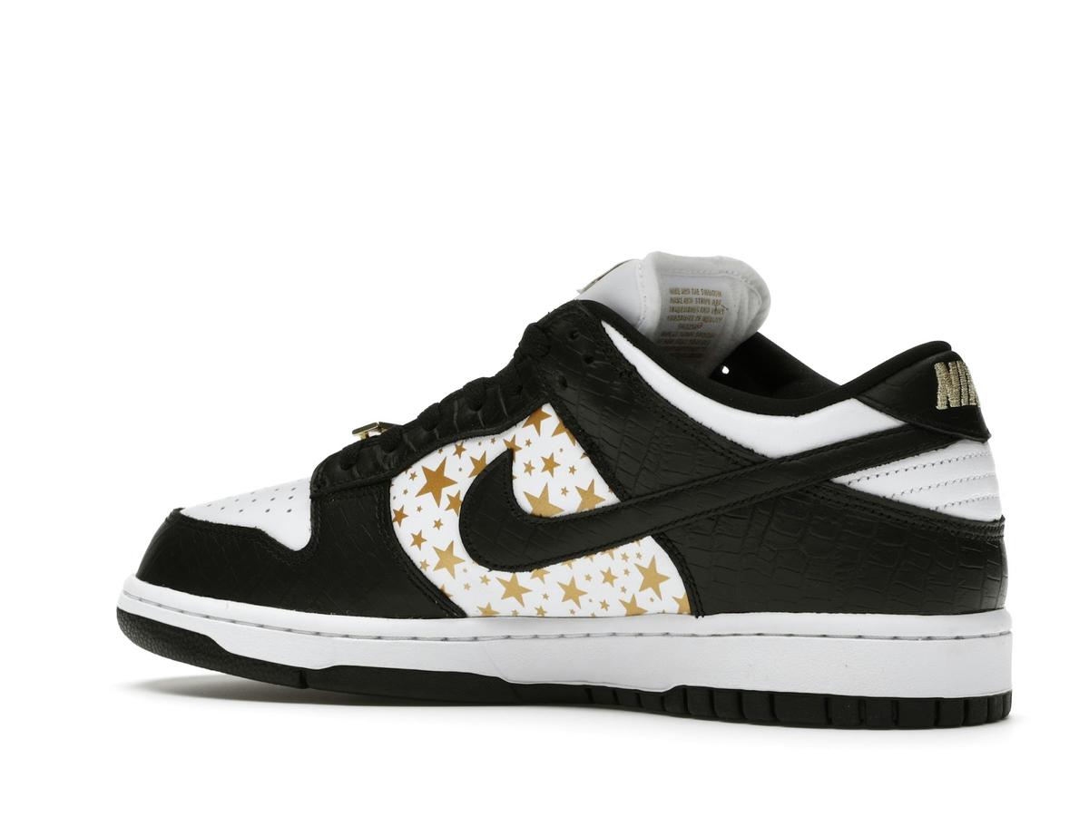 Nike SB Dunk Low Supreme Stars Black (2021) Black Metallic Gold White DH3228-102 - savito