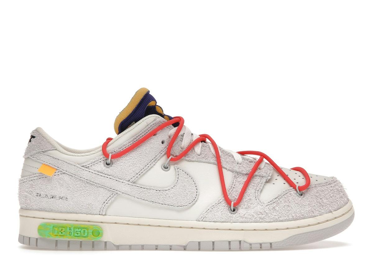 Nike Dunk Low Off-White Lot 13 DJ0950-110 Sail Neutral Grey Habanero Red - savito
