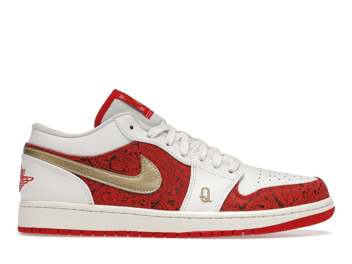 Jordan 1 Low Spades DJ5185-100 White Metallic Gold University Red Sail - savito