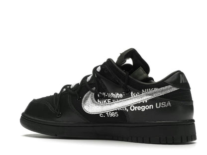 Nike Dunk Low Off-White Lot 50 DM1602-001 Black Metallic Silver - savito