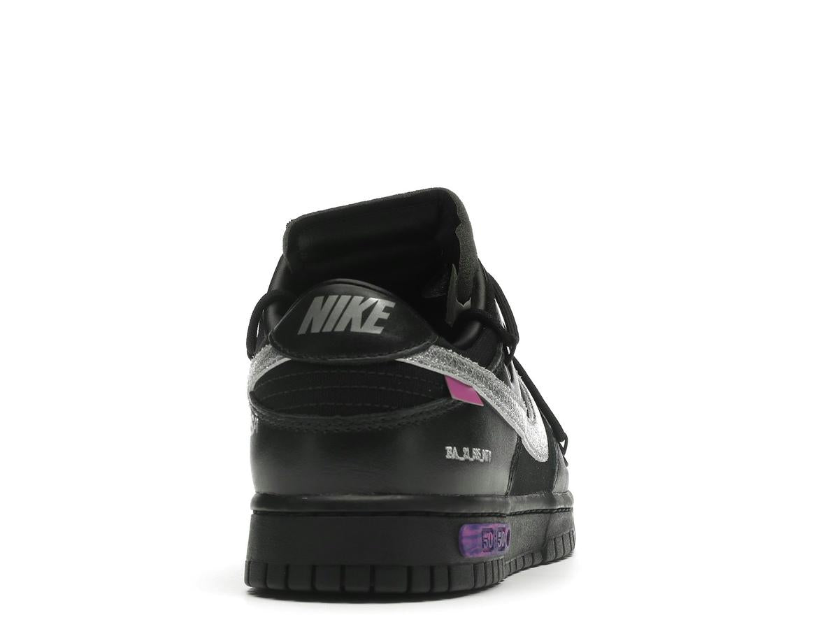 Nike Dunk Low Off-White Lot 50 DM1602-001 Black Metallic Silver - savito
