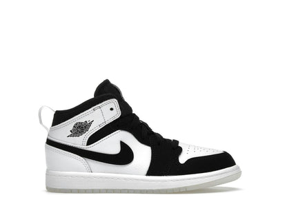 Jordan 1 Mid SE Diamond Preschool Boys White Black Multicolor Sneakers DN4323-100 - savito