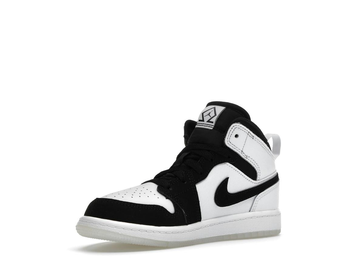 Jordan 1 Mid SE Diamond Preschool Boys White Black Multicolor Sneakers DN4323-100 - savito