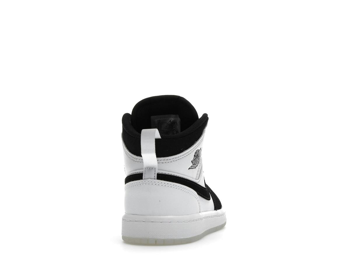 Jordan 1 Mid SE Diamond Preschool Boys White Black Multicolor Sneakers DN4323-100 - savito