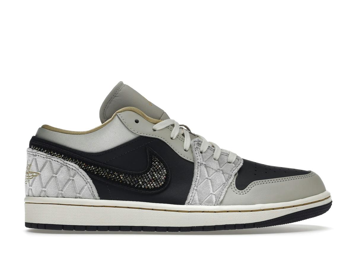Air Jordan 1 Low Beaded Swoosh Grey Black DV1762-001 - savito