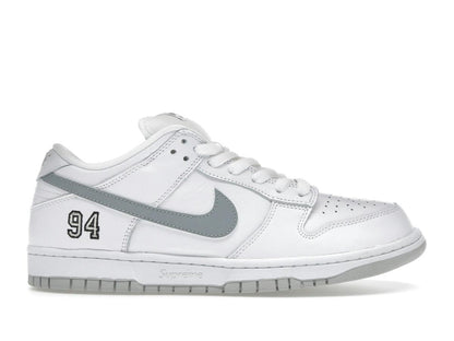 Nike SB Dunk Low Supreme 94 White Metallic Silver HQ8487-100 - savito