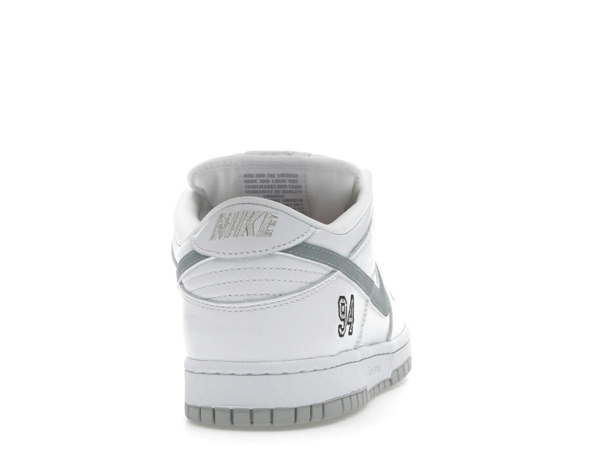 Nike SB Dunk Low Supreme 94 White Metallic Silver HQ8487-100 - savito