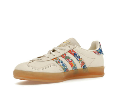 adidas Gazelle Indoor Liberty London Floral Embroidery Stripes Women's Off White Gold Metallic Gum JH7370 - savito