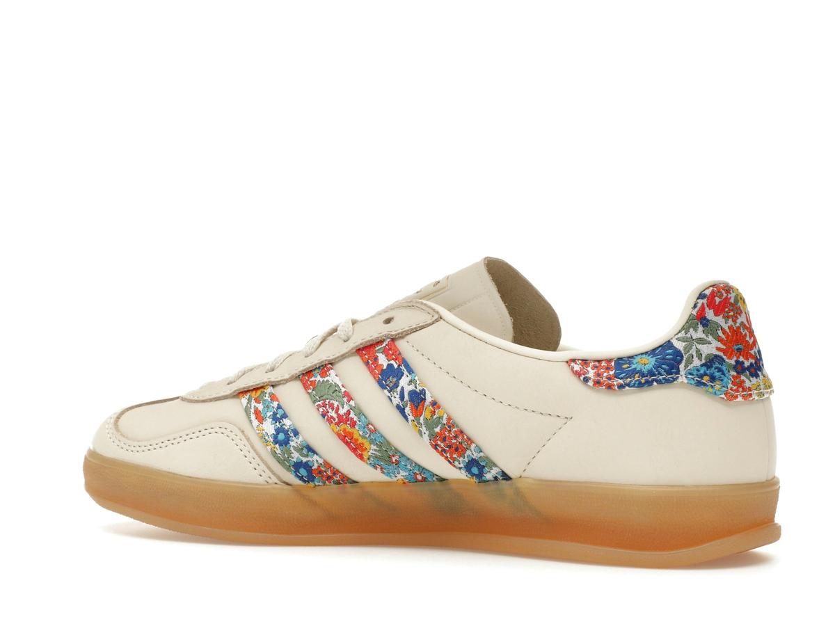 adidas Gazelle Indoor Liberty London Floral Embroidery Stripes Women's Off White Gold Metallic Gum JH7370 - savito
