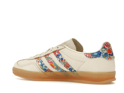 adidas Gazelle Indoor Liberty London Floral Embroidery Stripes Women's Off White Gold Metallic Gum JH7370 - savito
