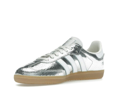 Adidas Women's Samba OG Silver Metallic Cracked Leather Sneakers JR0035 - savito