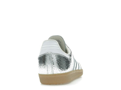 Adidas Women's Samba OG Silver Metallic Cracked Leather Sneakers JR0035 - savito