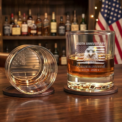 Savito America Semiquincentennial Engraved Whiskey Glass 250th Anniversary 1776-2026