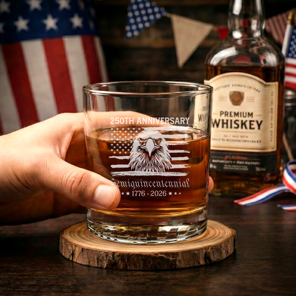 America Semiquincentennial Engraved Whiskey Glass 250 Years Gift