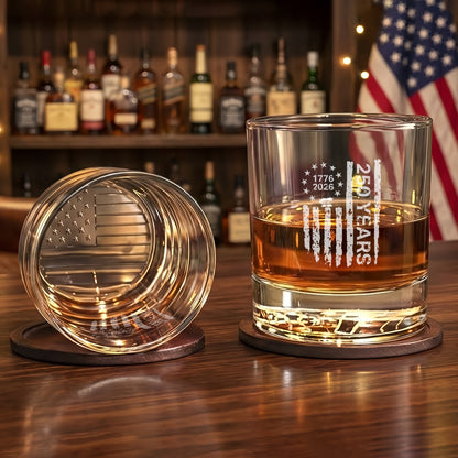 250 Years of Freedom Betsy Ross 1776 2026 Engraved Whiskey Glass