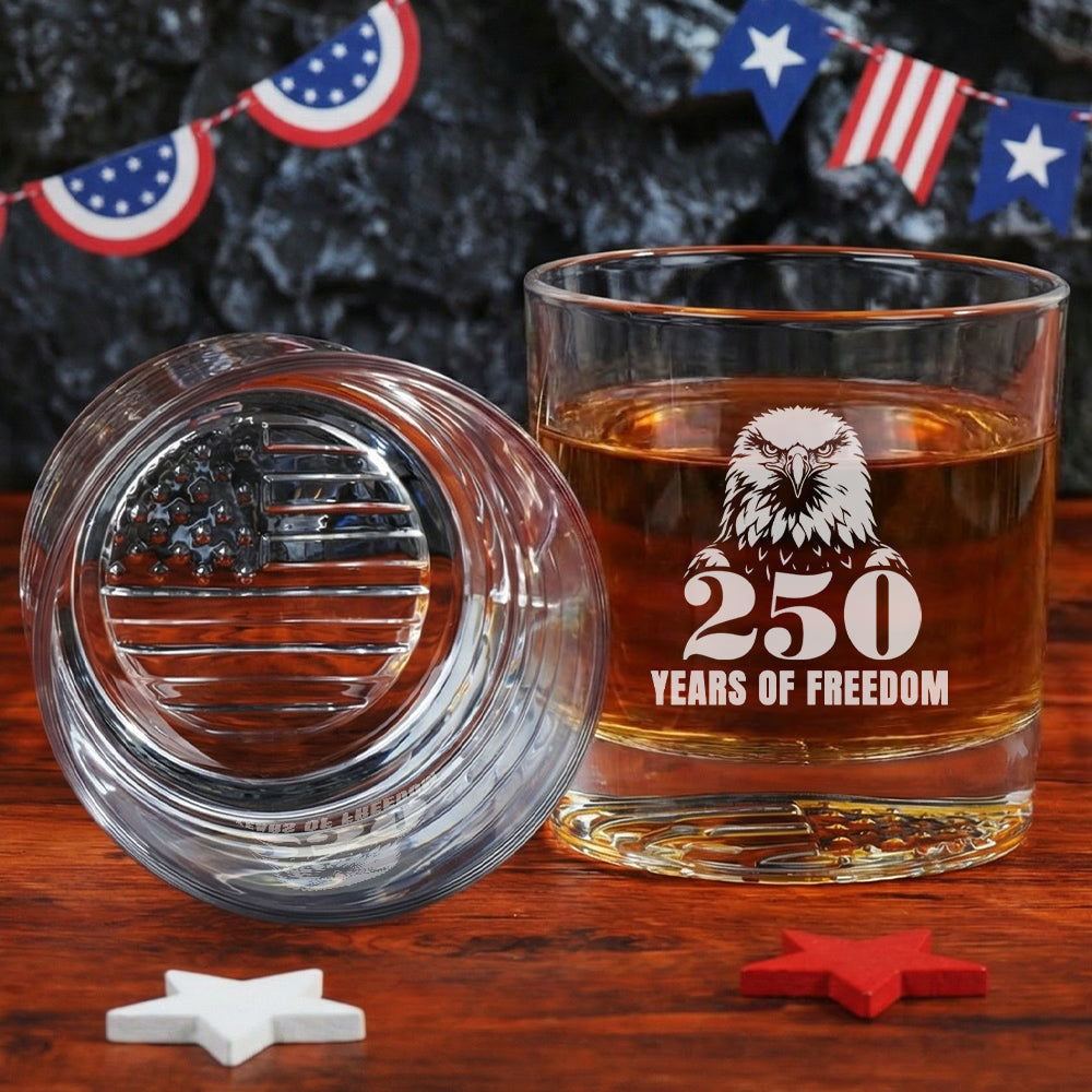 Savito 250 Years of Freedom Engraved Whiskey Glass-Patriotic American Gift