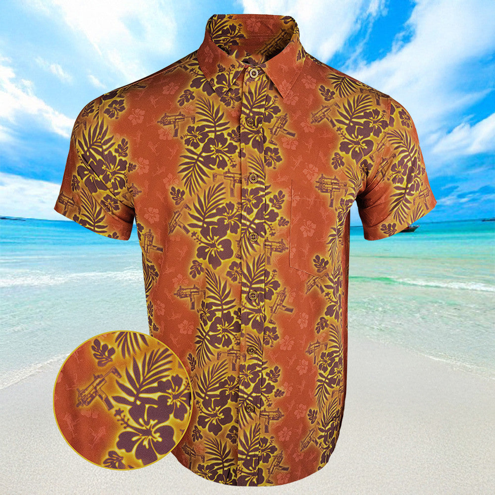 Tropic Aloha Burnt Orange Hawaiian Shirt Button Up Summer Shirts For Men Gifts