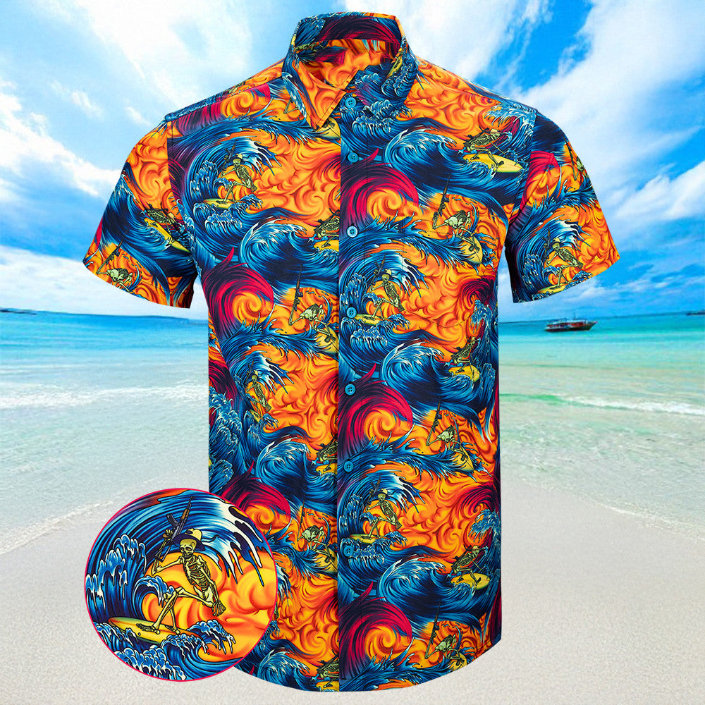 Surfs Up Hawaiian Shirt Summer Short Sleeve Button Down Shirts Boyfriend Gifts