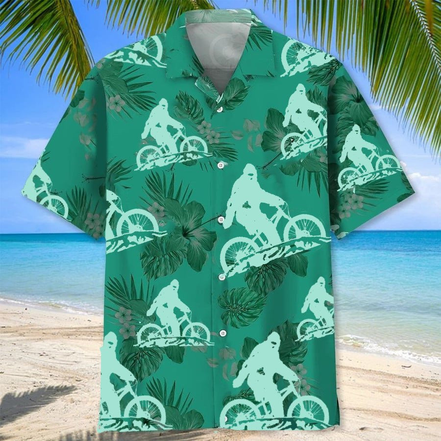 Bigfoot Riding Mountain Bike Hawaiian Shirt