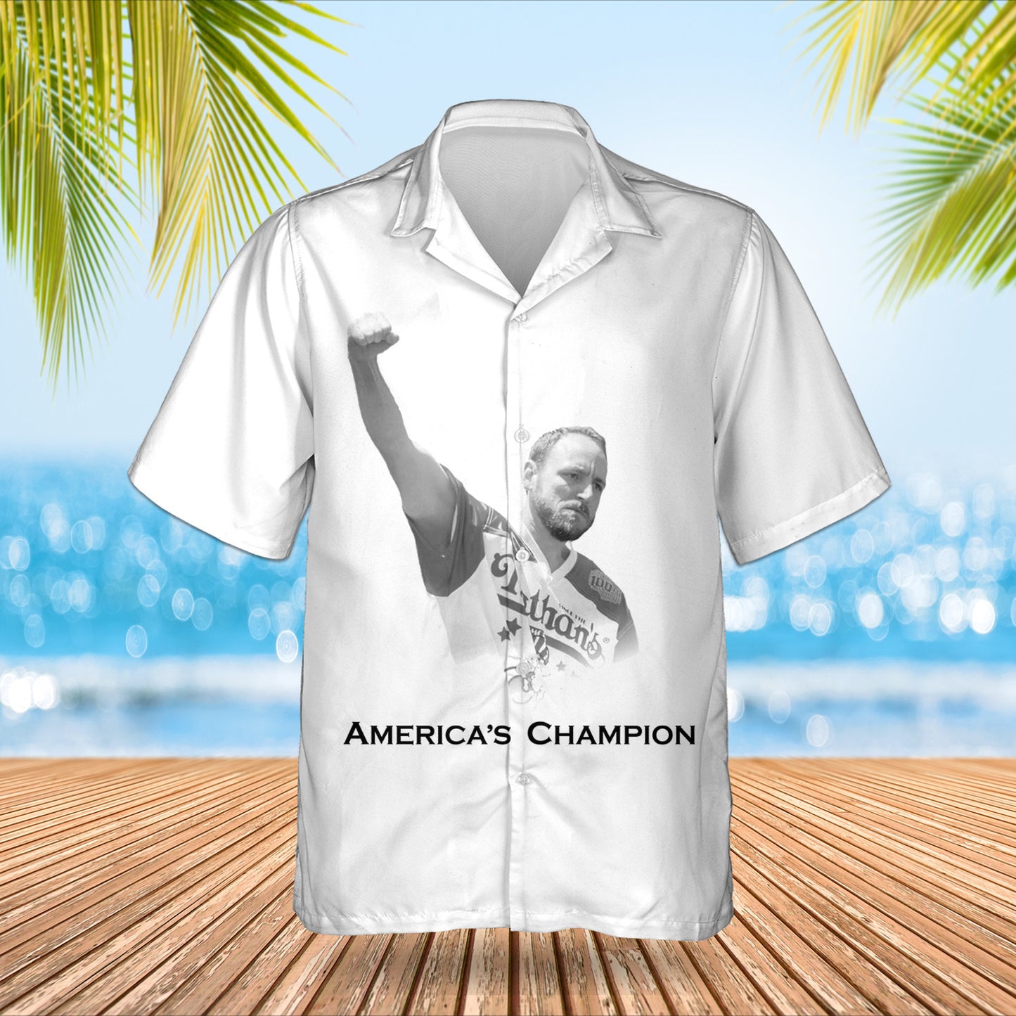 Joey Chestnut Hawaiian Shirt America's Champ Joey Chestnut Merch Hot Dog Eating Contest 2025