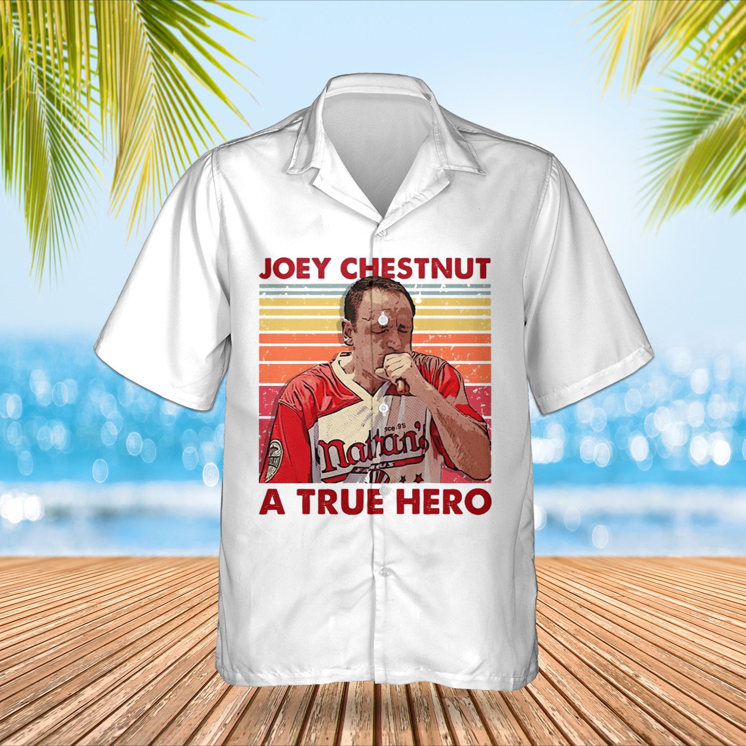 Joey Chestnut Hawaiian Shirt A True Hero Nathan Hotdogs Eating Contest 2025 Vintage Shirt