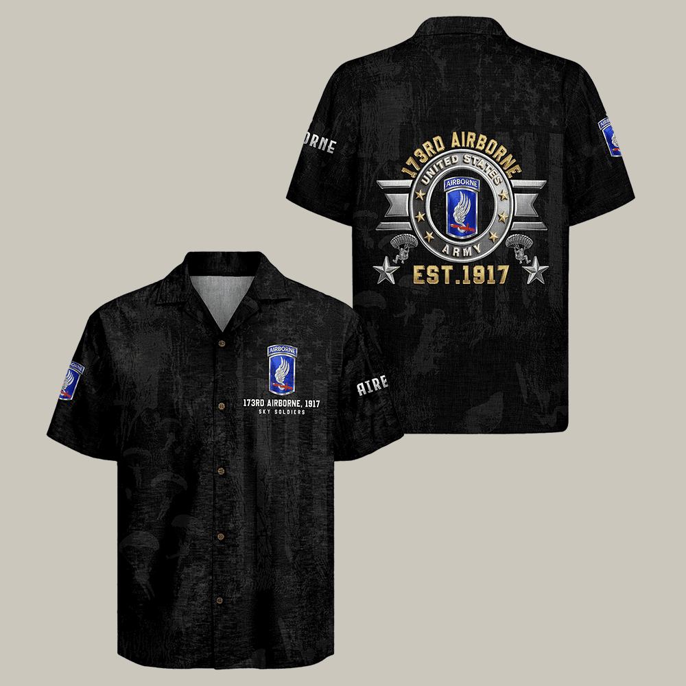 US Army 173rd Airborne Hawaiian Shirt American Paratrooper Clothes Veteran Gift For Men