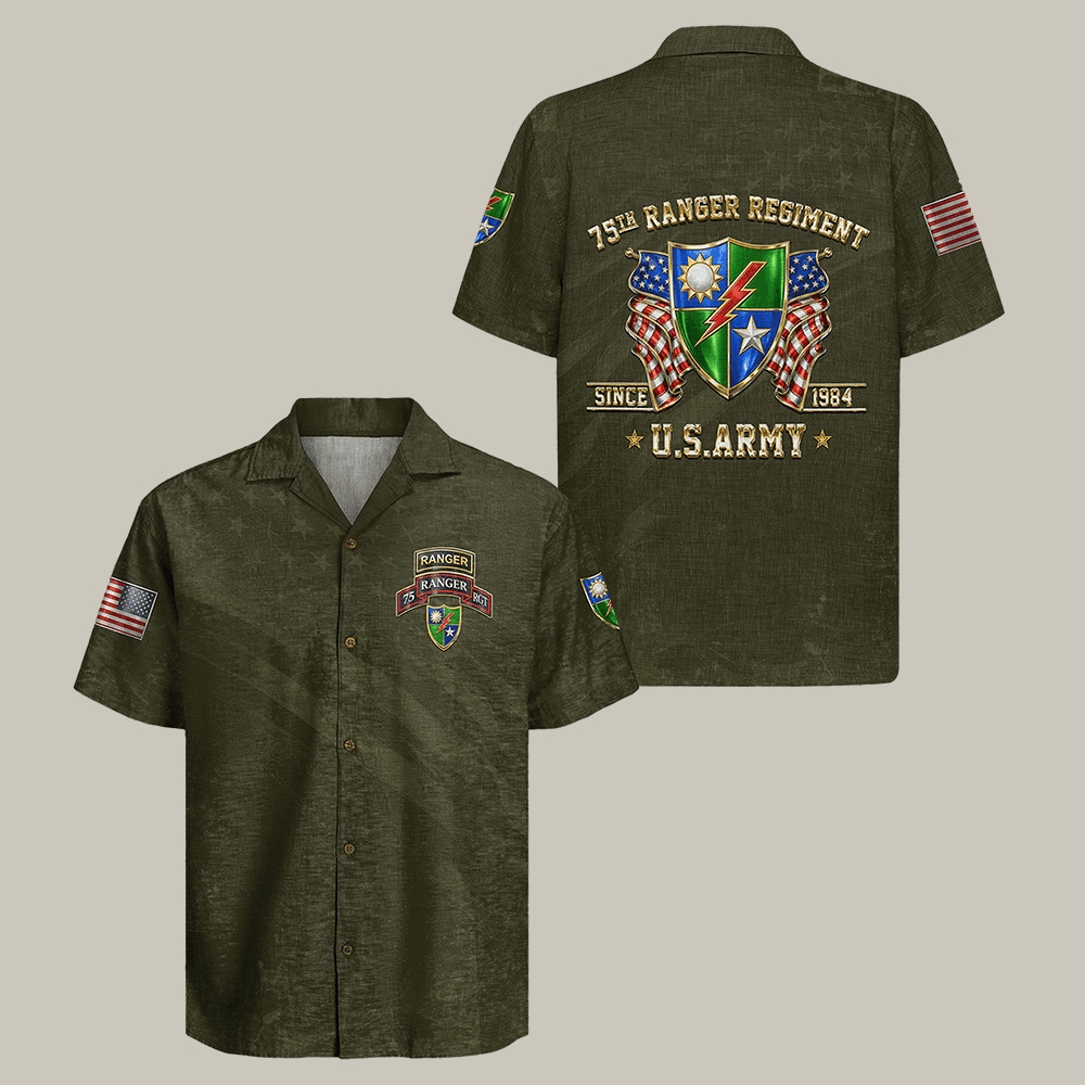 US Army 75th Ranger Regiment Hawaiian Shirt Army Veteran Clothes Gift Idea For Men
