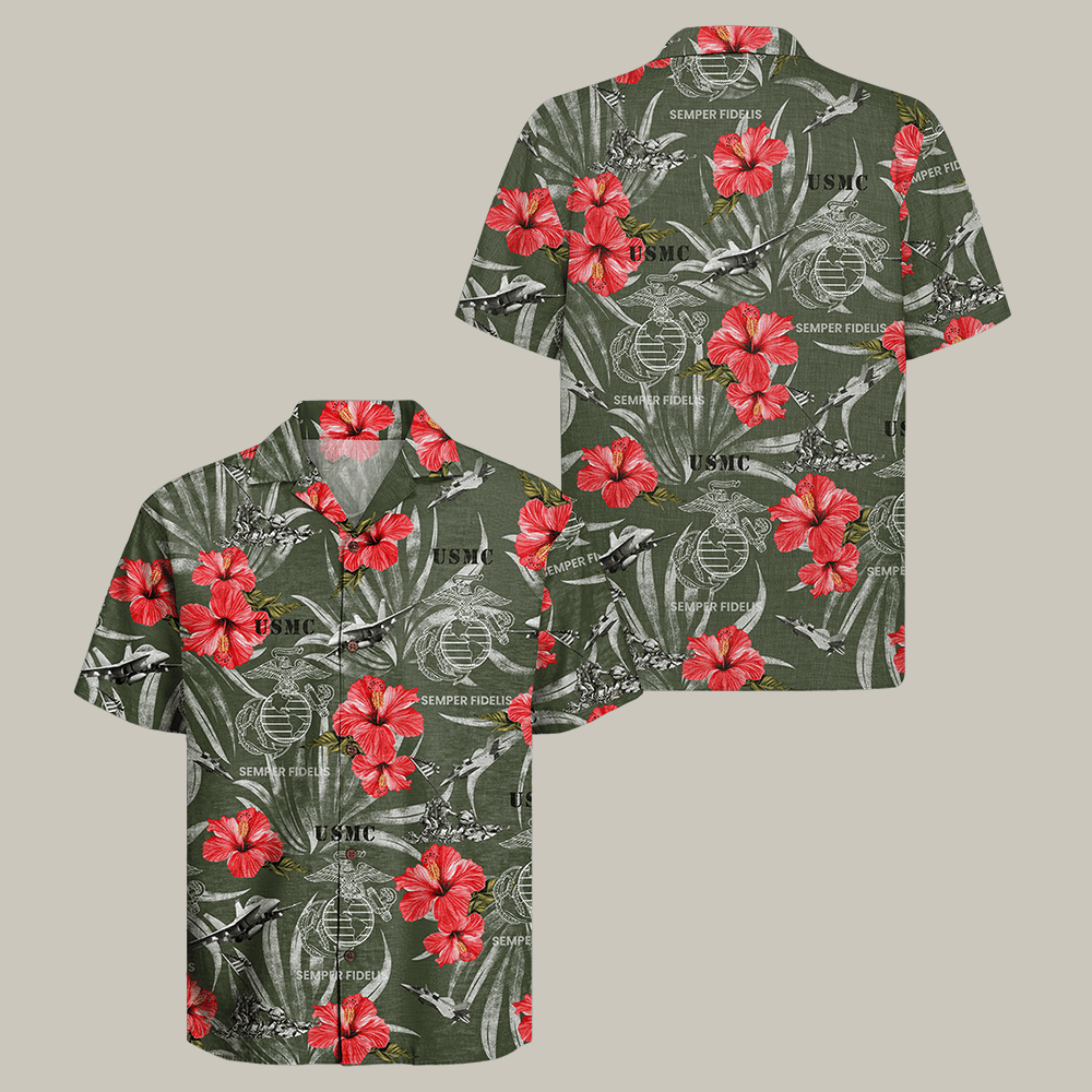US Marines 250th Anniversary Hawaiian Shirt Semper Fidelis Shirt USMC Gift For Veteran