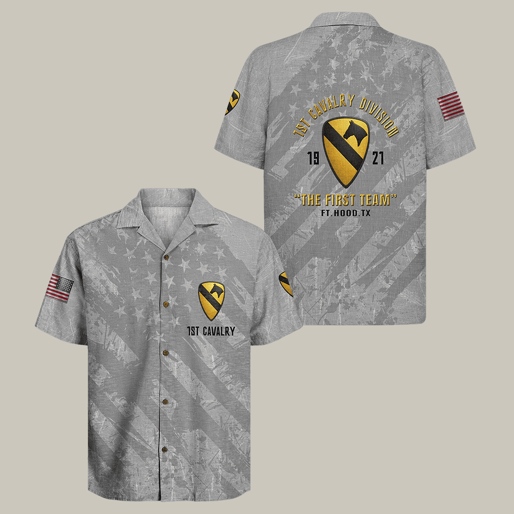 US Army 1st Cavalry Division Regiment Hawaiian Shirt The First Team Shirt Patriotic Veteran Gift