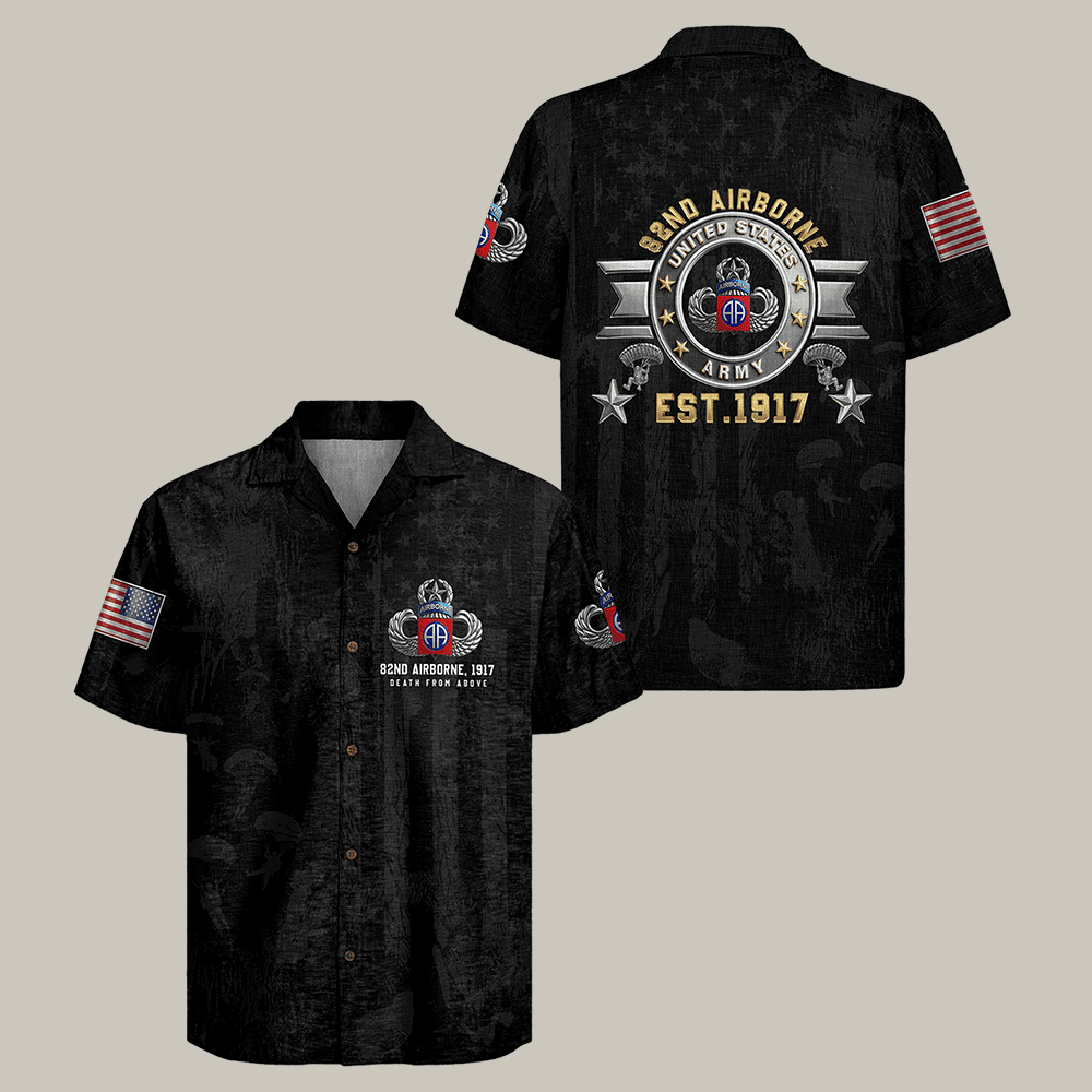 US Army Airborne Hawaiian Shirt Patriotic Military Shirt Veteran Themed Gift For Husband