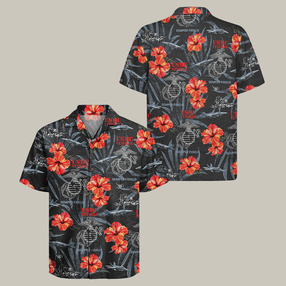 US Marine Corps Veteran 250th Anniversary Hawaiian Shirt Patriotic Veteran Shirt Semper Fi Gift