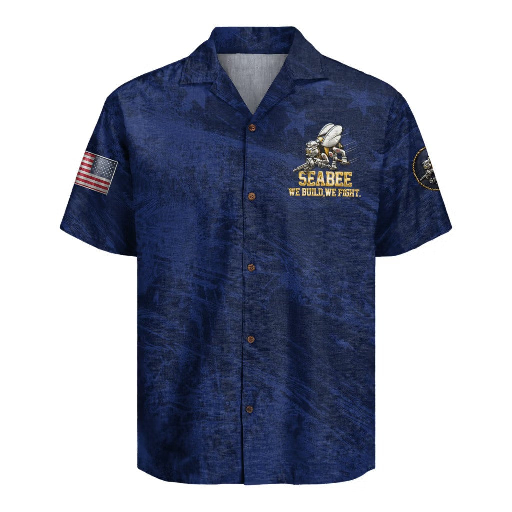 US Navy Seabees 250th Years Of Service Hawaiian Shirt We Build We Fight Aloha Shirt For Sale