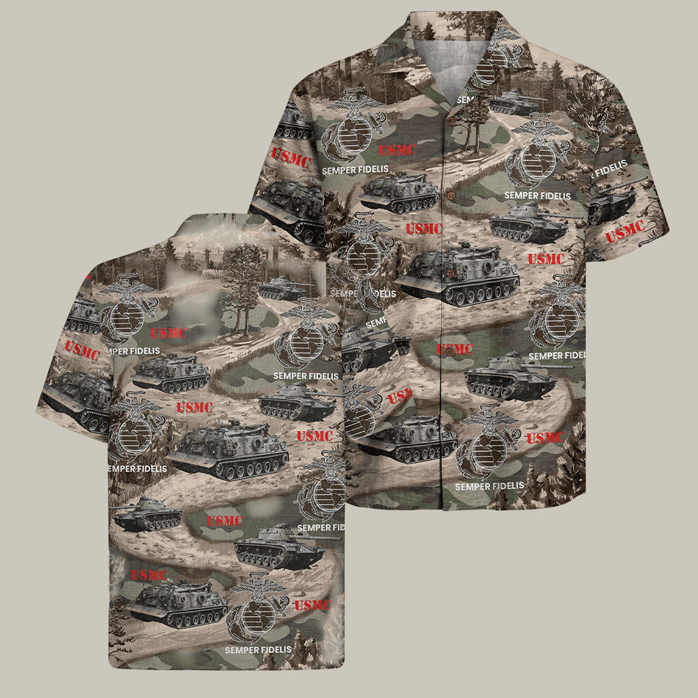 USMC 250Th Anniversary Hawaiian Shirt Semper Fidelis Veteran Merch Marine Corps Birthday Gifts