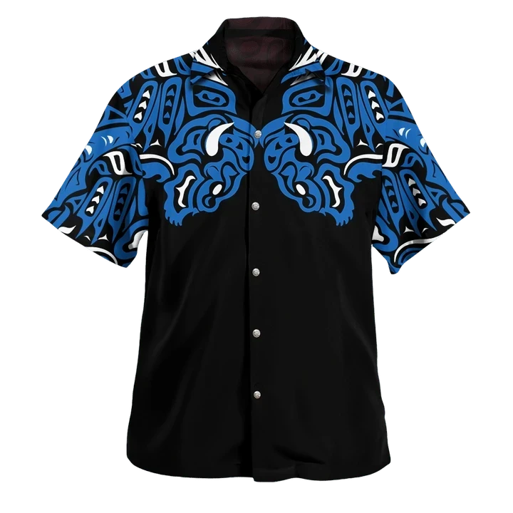 Buffalo Northwest Pacific Style Hawaii Shirt Native American Haida Art Tattoo Spirit Apparel