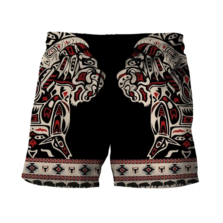 Buffalo Northwest Pacific Style Hawaii Shirt Native American Haida Art Tattoo Buffalo Clothing