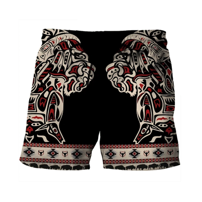 Buffalo Northwest Pacific Style Hawaii Shirt Native American Haida Art Tattoo Buffalo Clothing