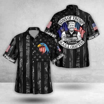 Son Of Trump 2024 MAGA Chapter Hawaiian Shirt Eagle Donald Trump Button Up Shirt