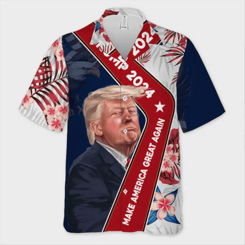 Trump 2024 Make America Great Again Hawaiian Shirt Pro Trump Aloha Shirt MAGA Merch Gift Ideas