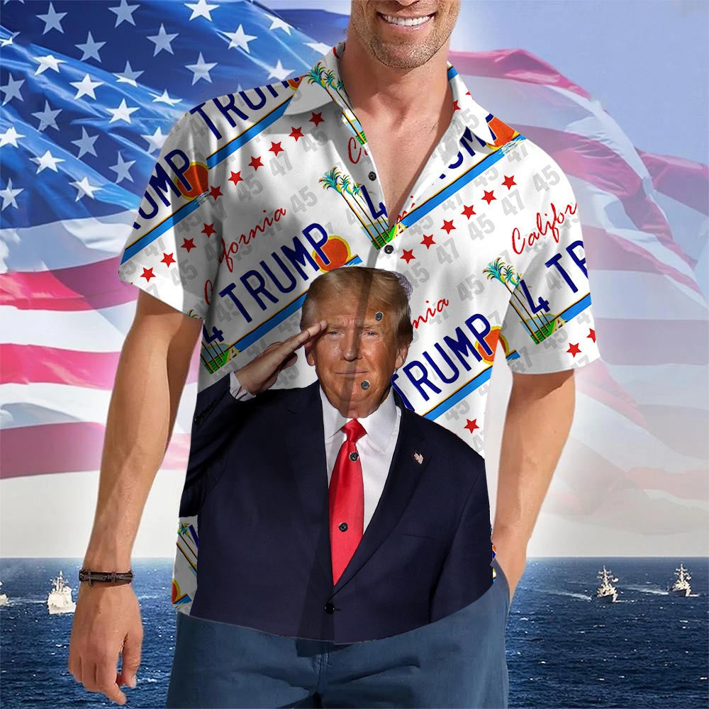 California For Trump 2024 Hawaiian Shirt Vote For Donald Trump President-Elect Button Up Shirt
