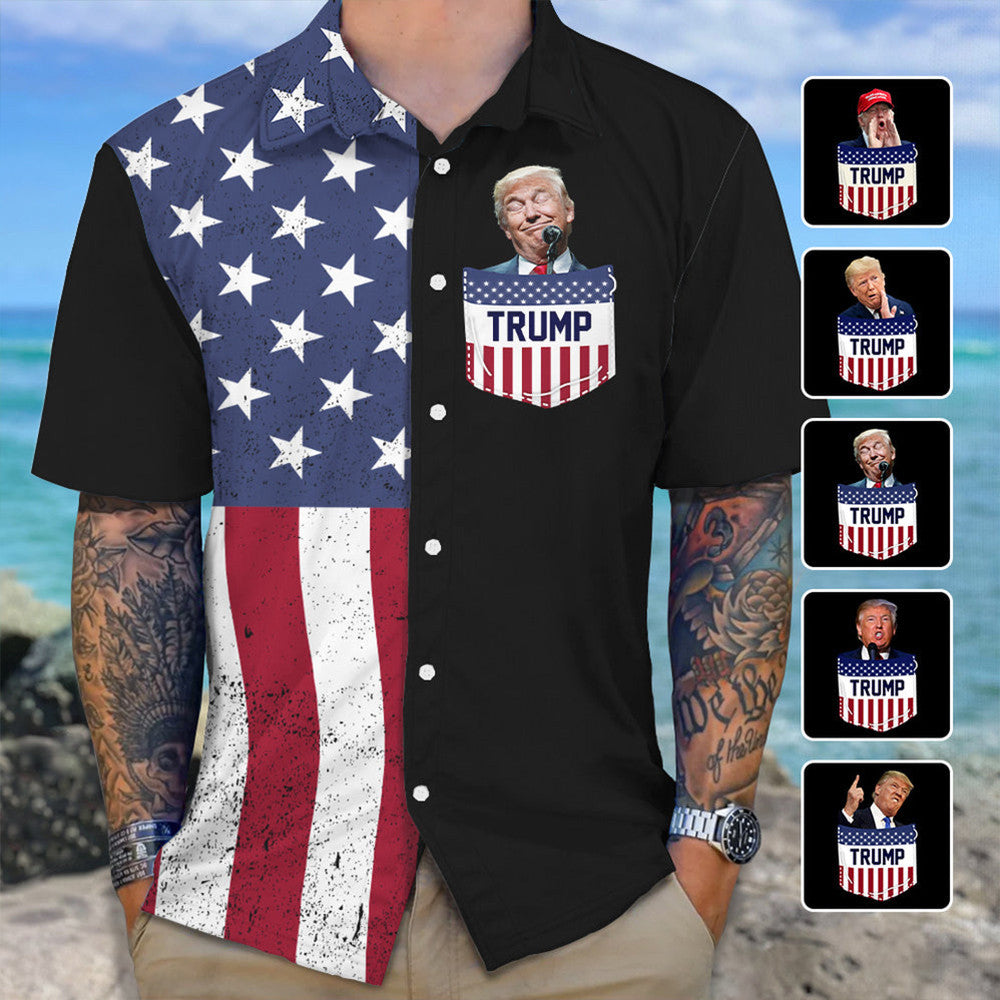 Custom Trump 2024 Hawaiian Shirt USA Patriotic Donald Trump For President MAGA Merch