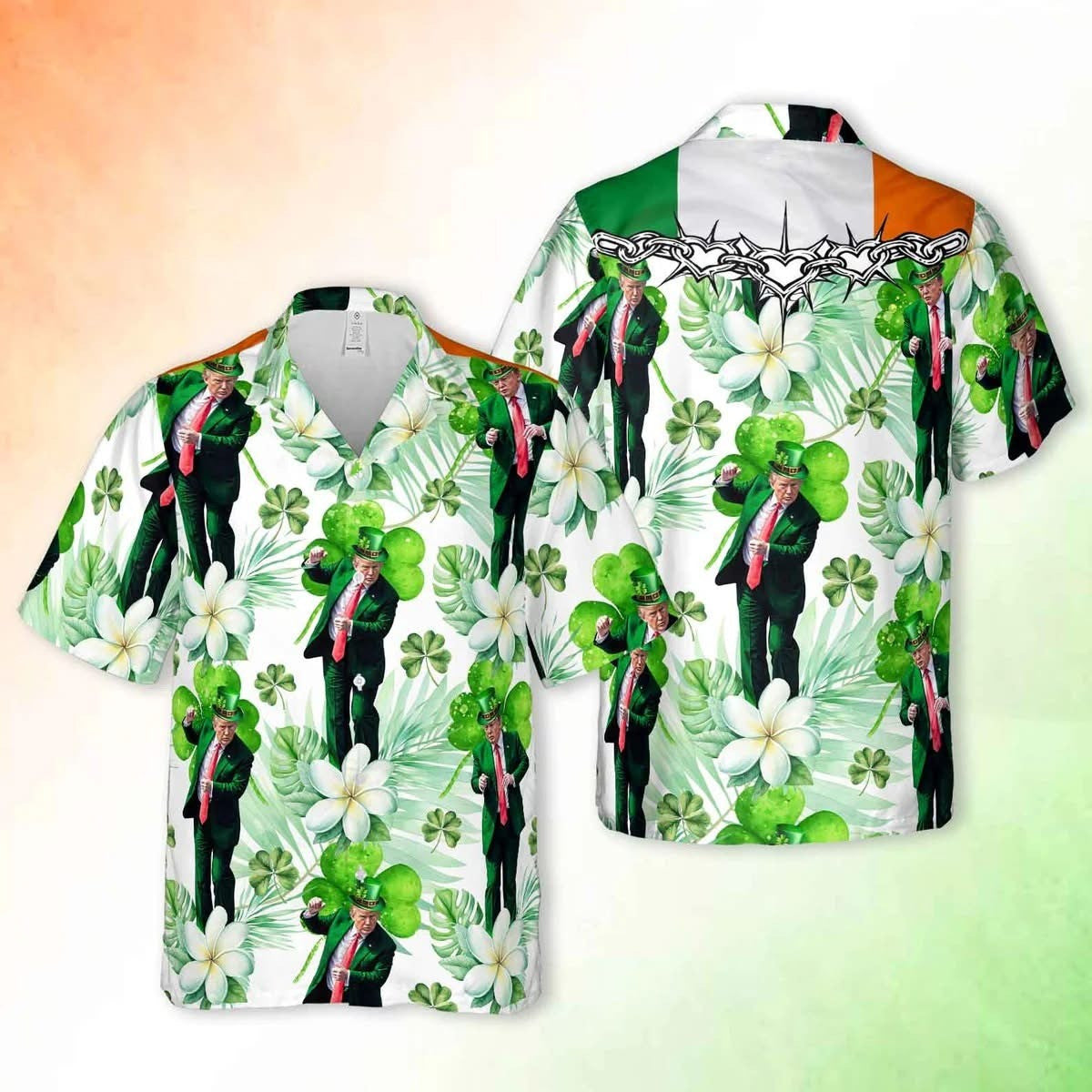 Dancing Trump Irish Shamrock Hawaiian Shirt Saint Patricks Day Shirt Gifts For Trump Lovers
