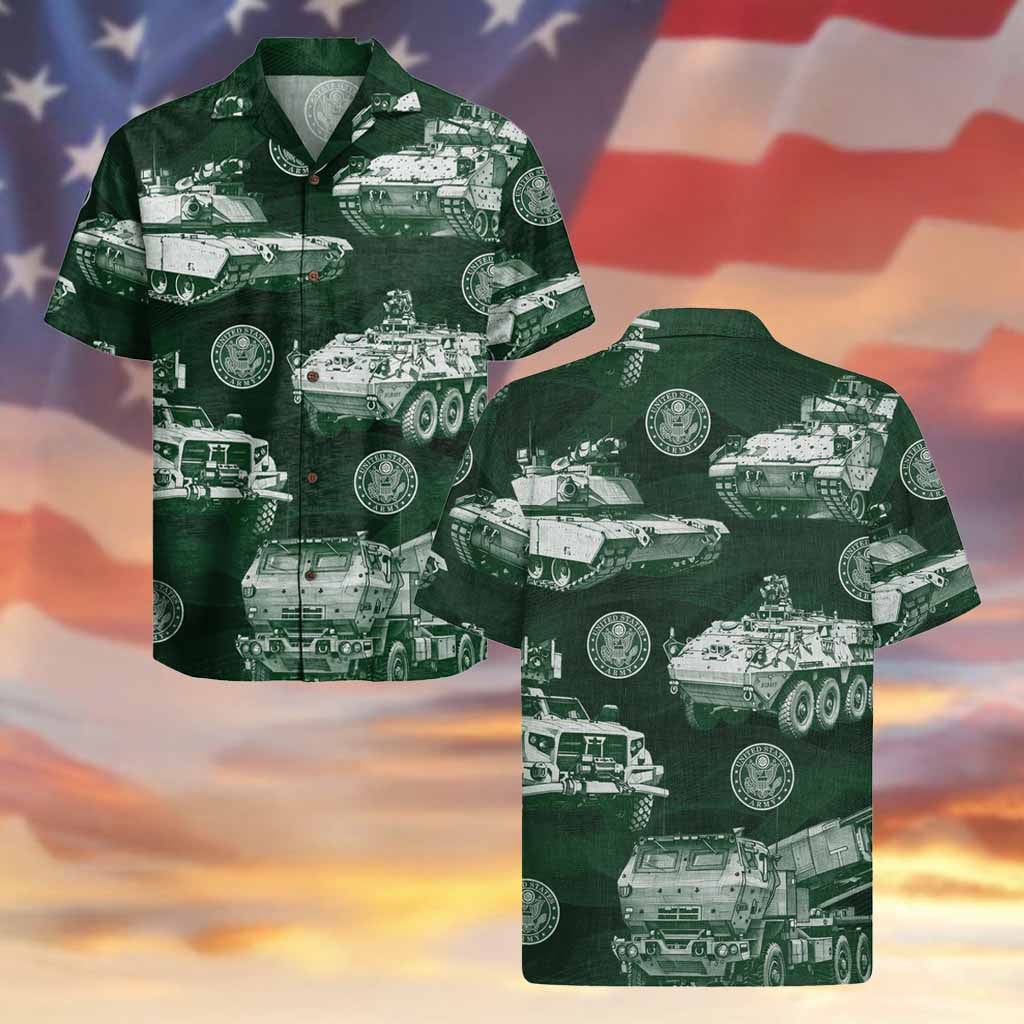 U.S. Army Tank Hawaiian Shirt Patriotic Clothing Veteran Day Gifts For Employees