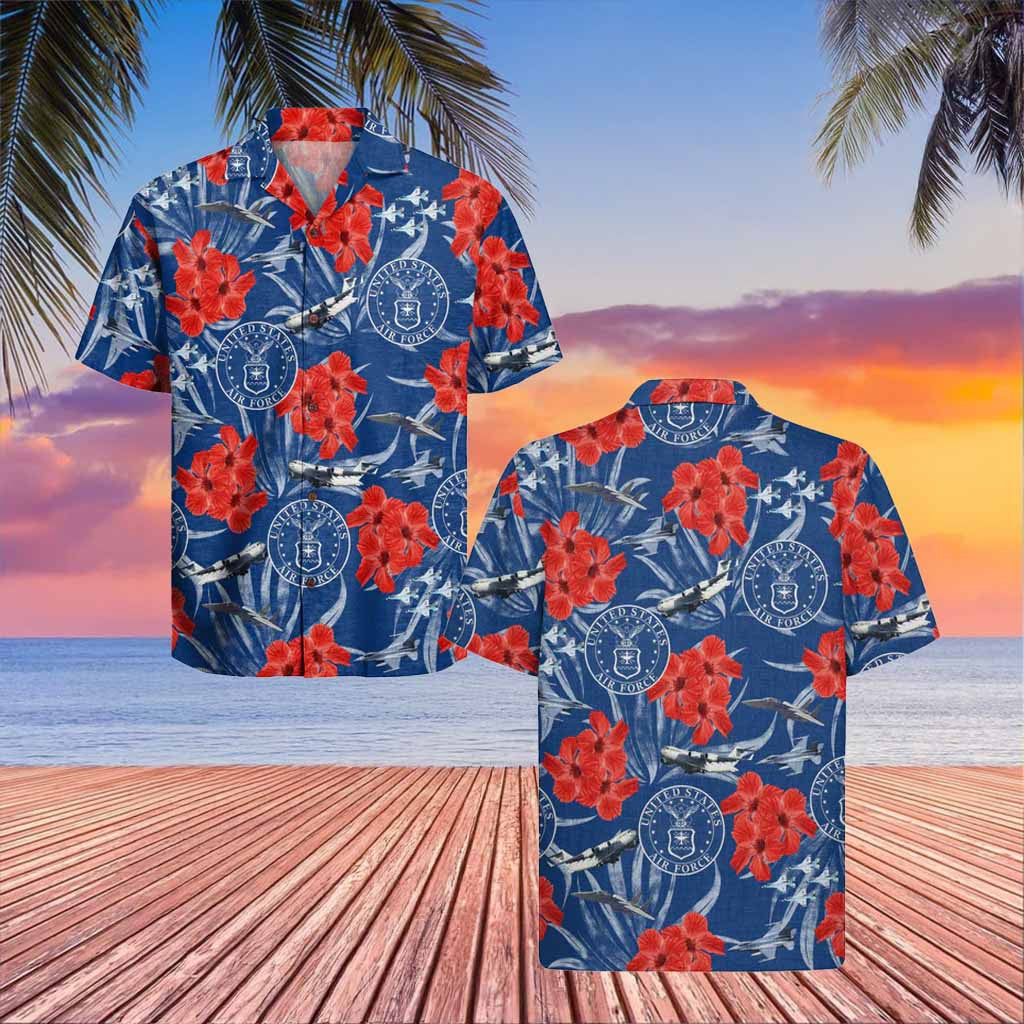 U.S Air Force Veteran Hawaiian Shirt Hibiscus Aloha Shirt Clothing Veterans Day 2025 Gifts