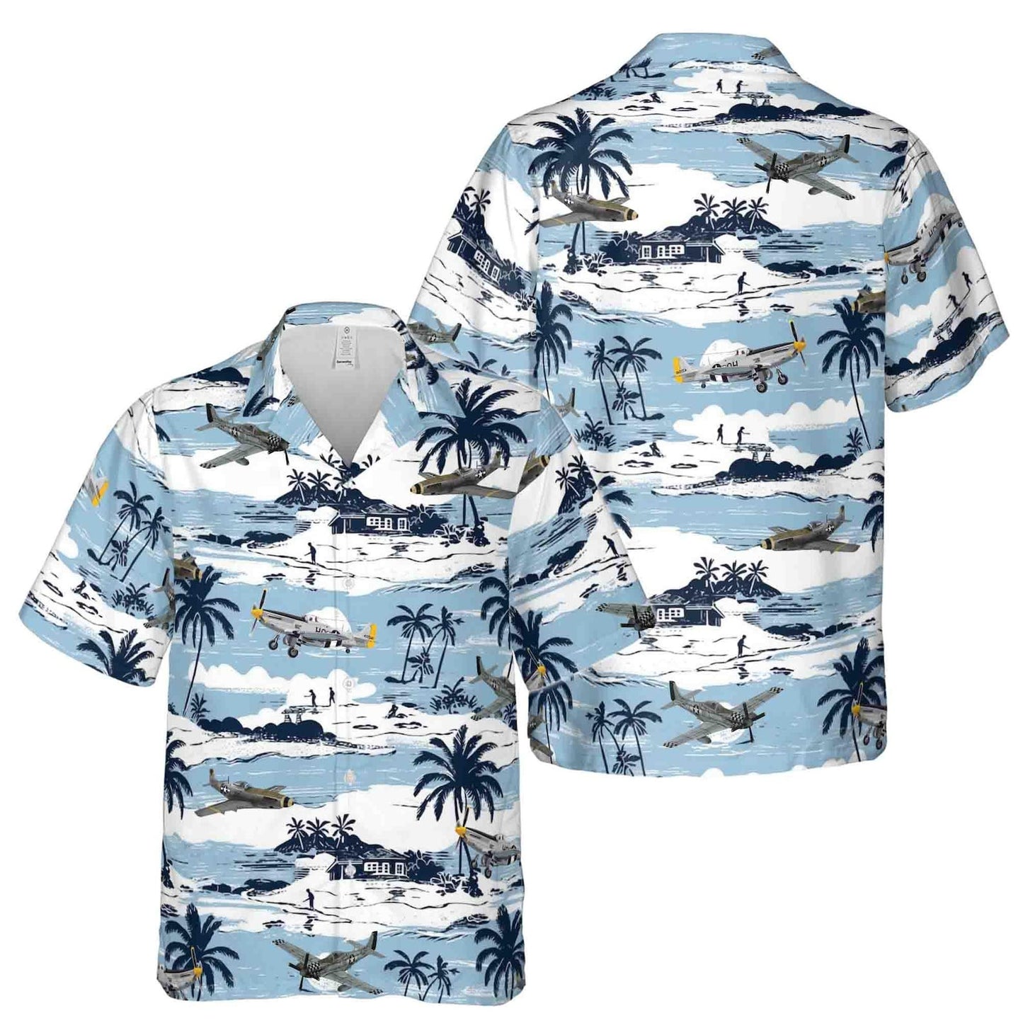 Blue Pastel Aircraft Hawaiian Shirt Men_s Aloha Shirt US Air Force veteran Gifts
