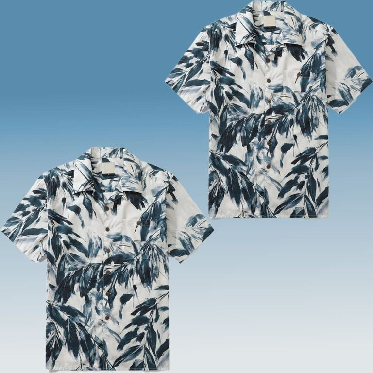 Dark Blue Bamboo Leaves Style Hawaiian Shirt Vintage Aloha Shirt Christmas Gifts For Dad