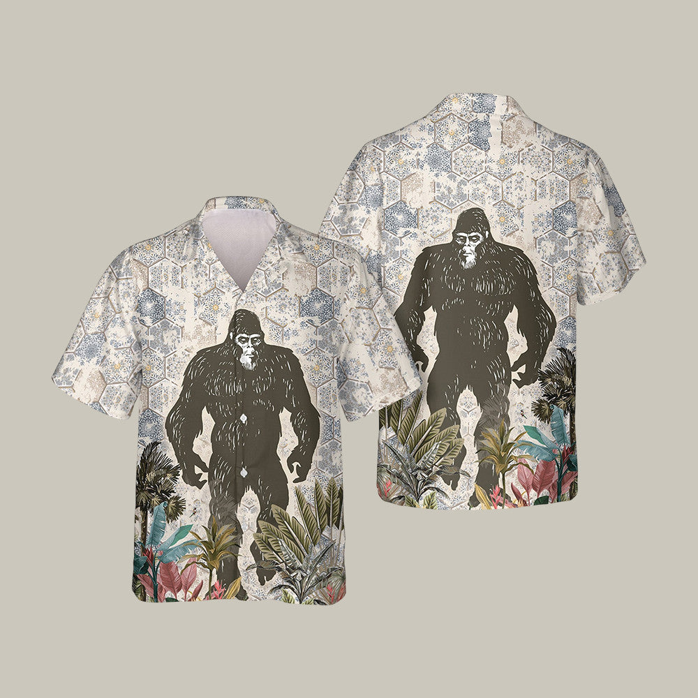 Walk In Snow Storm Bigfoot Hawaiian Shirt Vintage Aloha Shirt Unique Gift For Him
